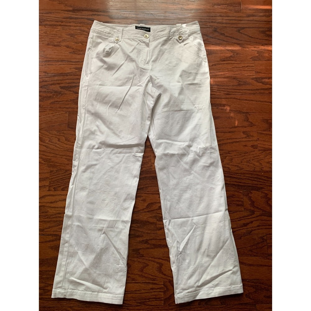 Sharagano High Waist Flare White Pant Size 14